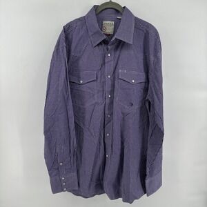 Roper Shirt Mens Large Purple Gingham Western Pearl Snap Cotton Long Sleeve NWT